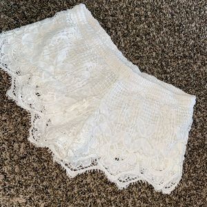 White lace express short shorts